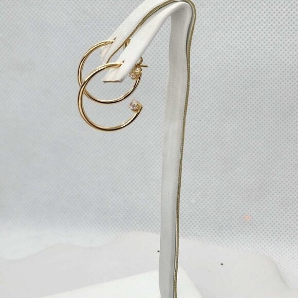 Brand New  Brazilian 18k Gold Filled Round Gem Earrings - Picture 3 of 3